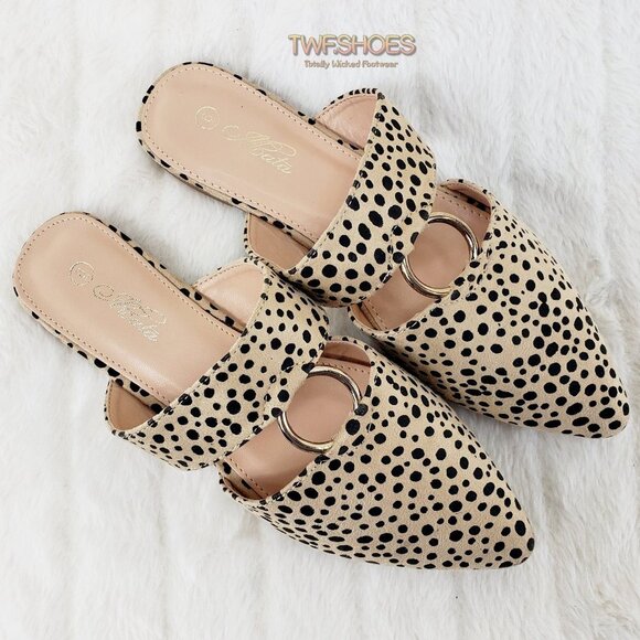 Mata Shoes Shoes - Brand New Cheetah Pointy Toe Flats Mules Clogs Slippers